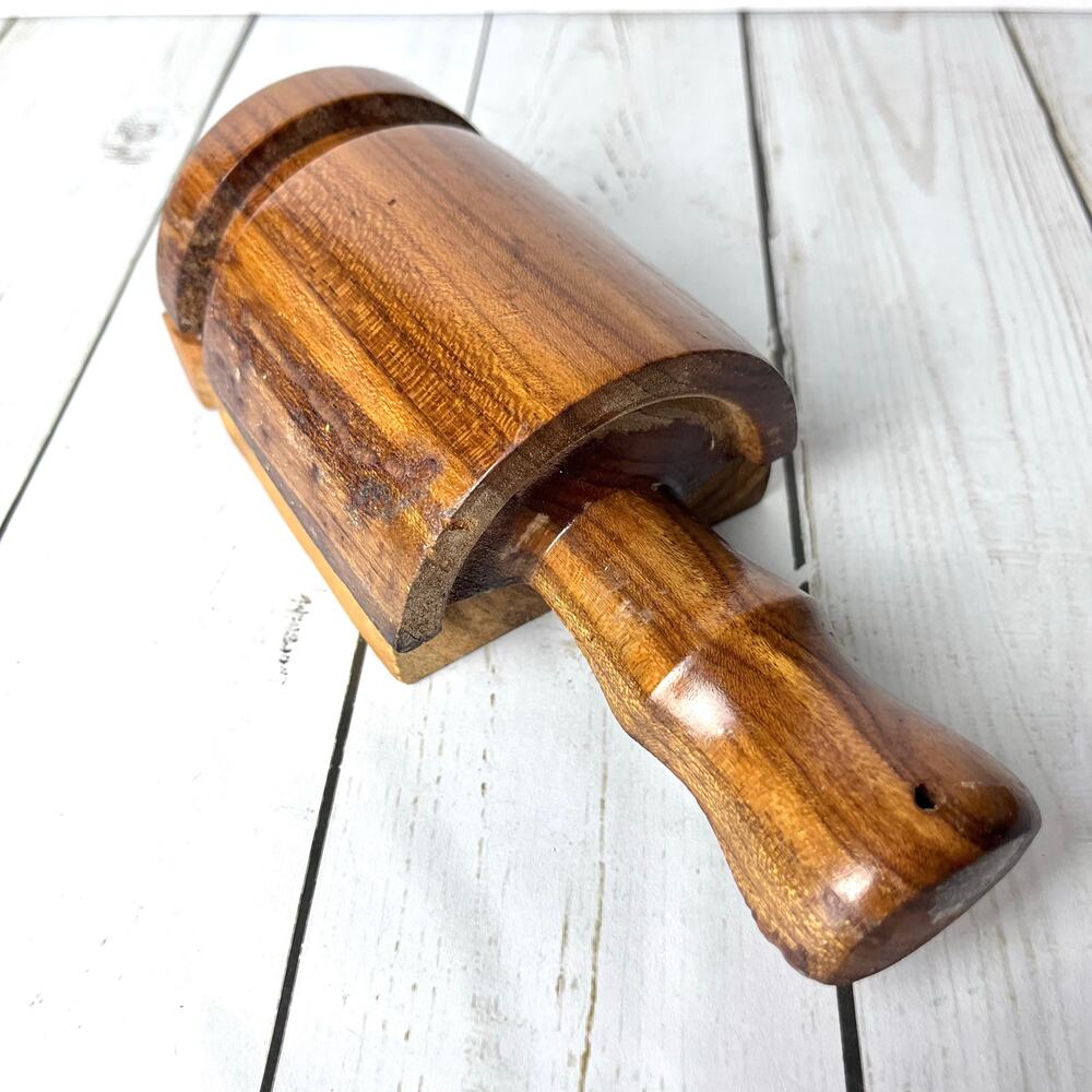 Hand Crafted Vintage Wooden Chiltepin Grinder Press Hinged Made in Colombia